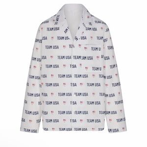 NWT Skims Cotton Poplin Team USA Long Sleeve Button Up size 4XL